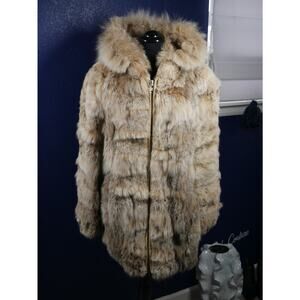 Gorgeous Unique Canadian Lynx Hooded Fur Coat Jacket